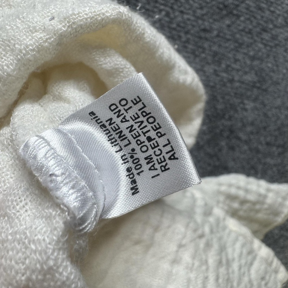 FLAX Tank Top Womens M White Linen Textured Scoop Neck Sleeveless Crinkle - Picture 3 of 7